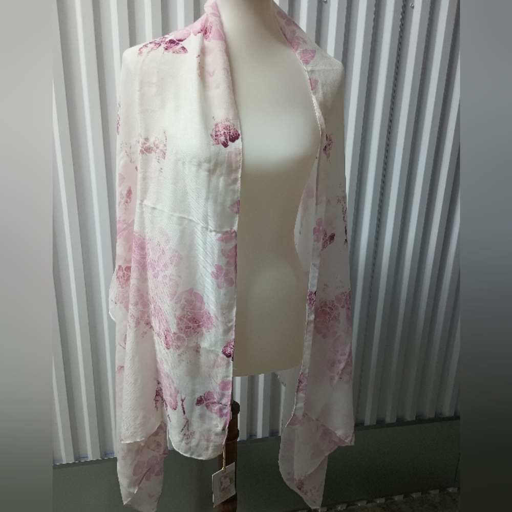 Elegant Pink and White Floral Scarf Wrap